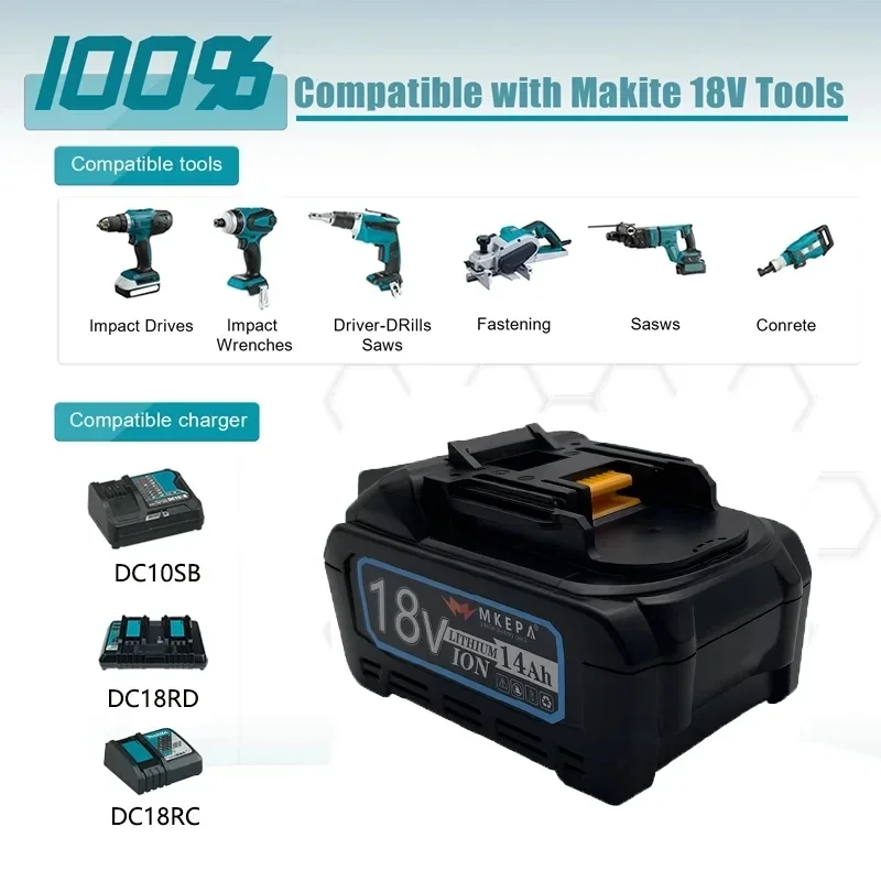 5S2P 21700 14000มิลลิแอมป์ต่อชั่วโมงต้นฉบับสำหรับ makita18V BL1830แบตเตอรี่ลิเธียมไอออนแบบชาร์จไฟได้ BL1860B 21โวลต์ BL1860 BL1850 BL1840