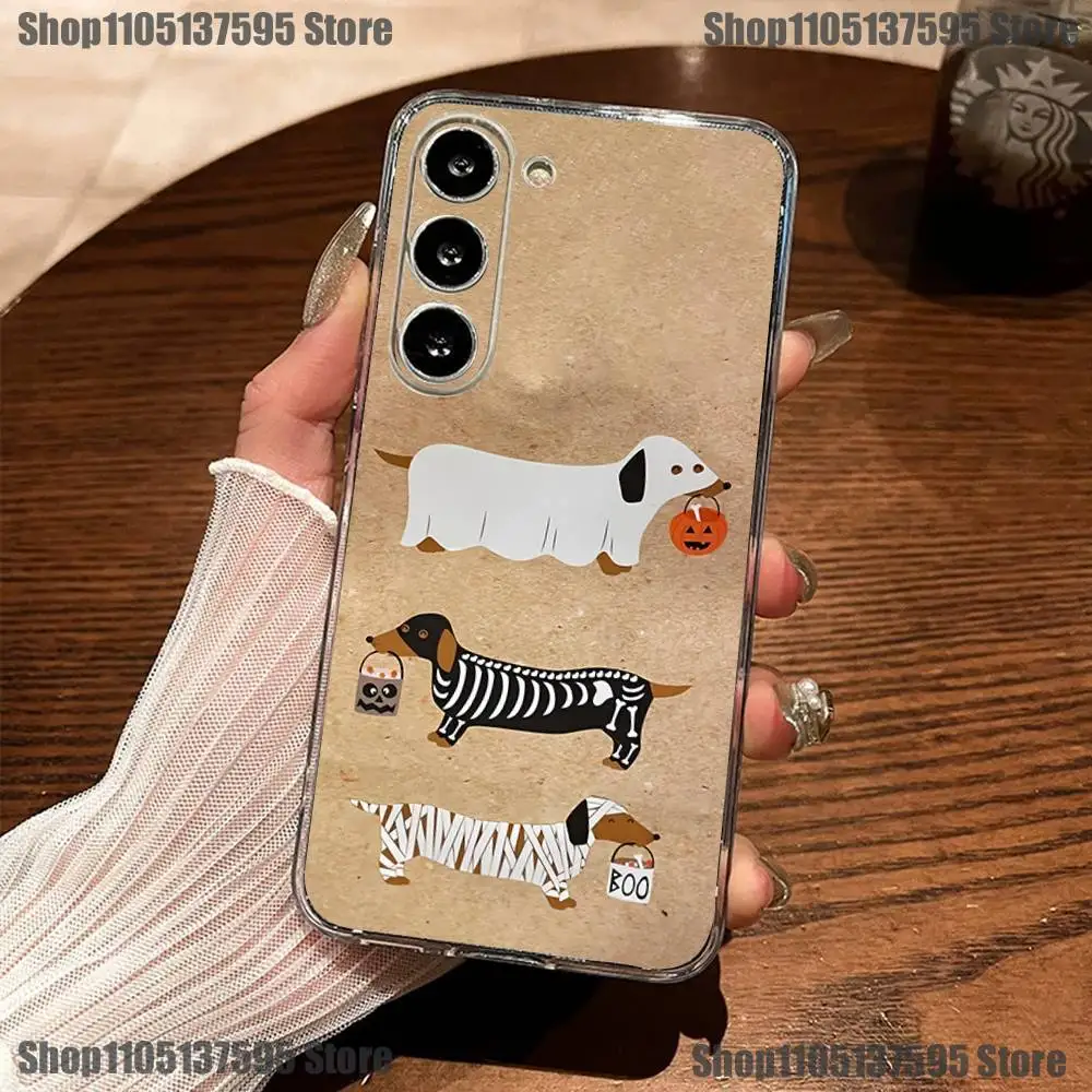 Dachshund Sausage Dog Puppy Phone Case For Samsung S30,23,21,22,20, FE lite,S10,9,8,7 PIus Note20ultra Soft Transparent