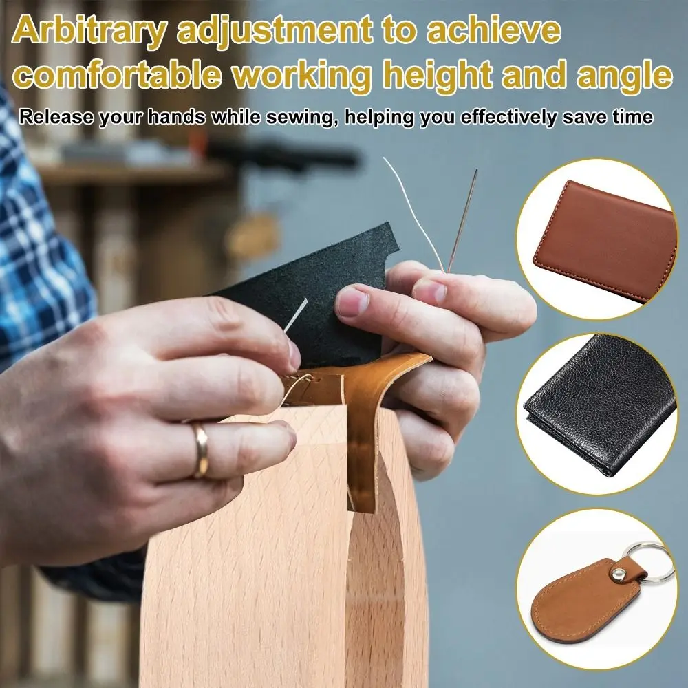 Adjustable Foldable Wooden Clamp Wood Hand Stitching Leather Tool Wood Sewing Clip Anti-slip Extended Base Plate