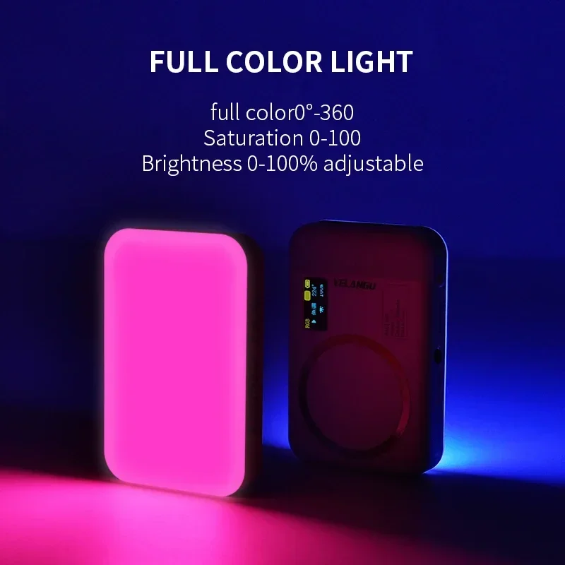 YELANGU LED Video Light MAG5 RGB with 4000 mAh Power Bank Double-Sided Full Color Adjustment 2500K-9000K Pocket Fill Light