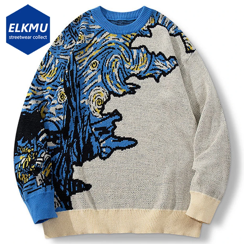 

Vintage Oversized Y2K Sweaters Men Streetwear Harajuku Hip Hop Sweaters Knit Jumpers Casual Loose Sweaters Knitwear