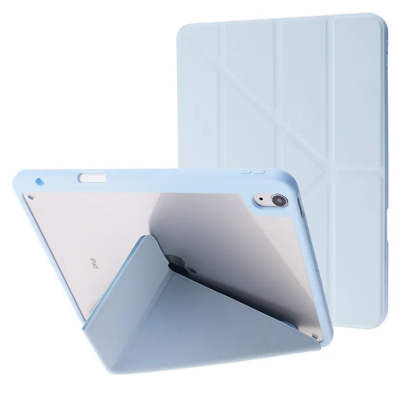 Para o ar 2020 do ipad caso 10-f-9 couro do plutônio acrílico claro volta suporte capa inteligente para funda ipad ar 4 ar 5 caso com suporte de lápis