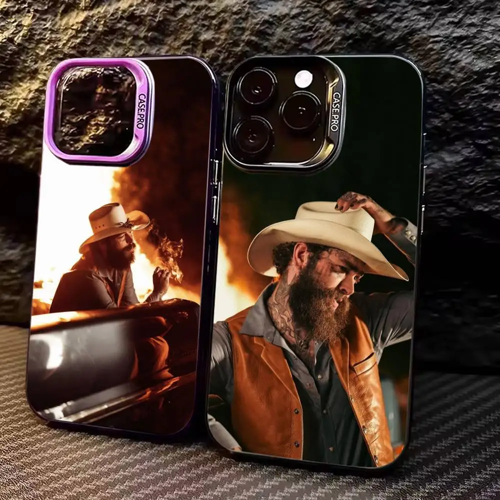 

P-Post Singer M-Malone Colorful Silver Back Phone Case For IPhone 17 16 15 14 13 12 11 Plus Pro Max Plus