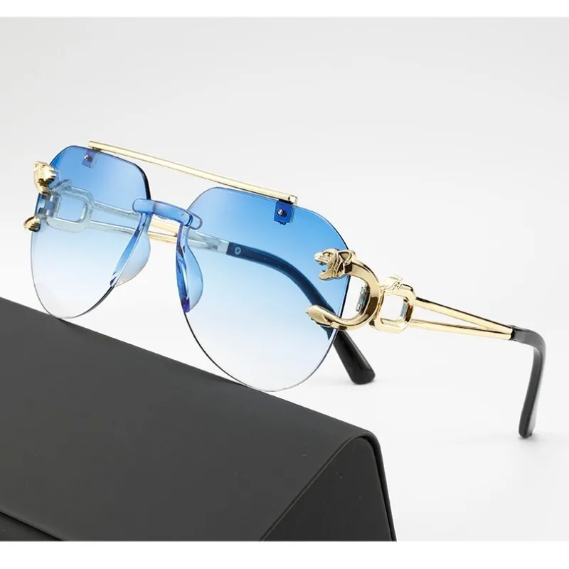 Gradient Punk Sonnenbrille UV400 Rahmenlose Brillen Vintage Sonnenbrille für Damen Herren – Detail 3