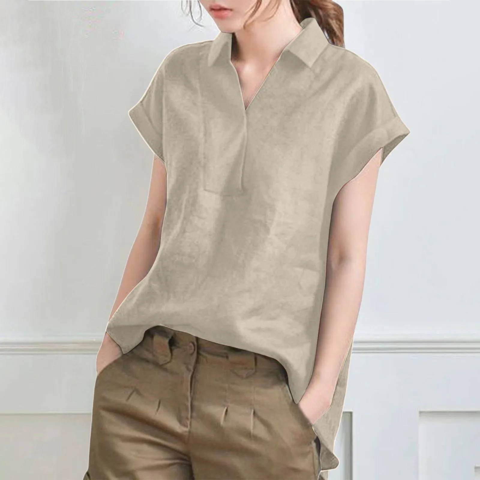 Blouses For Women Business Casual Women Chiffon Button Down Shirts With Pockets Short Sleeve Blusas Mujer Elegantes Y Juveniles