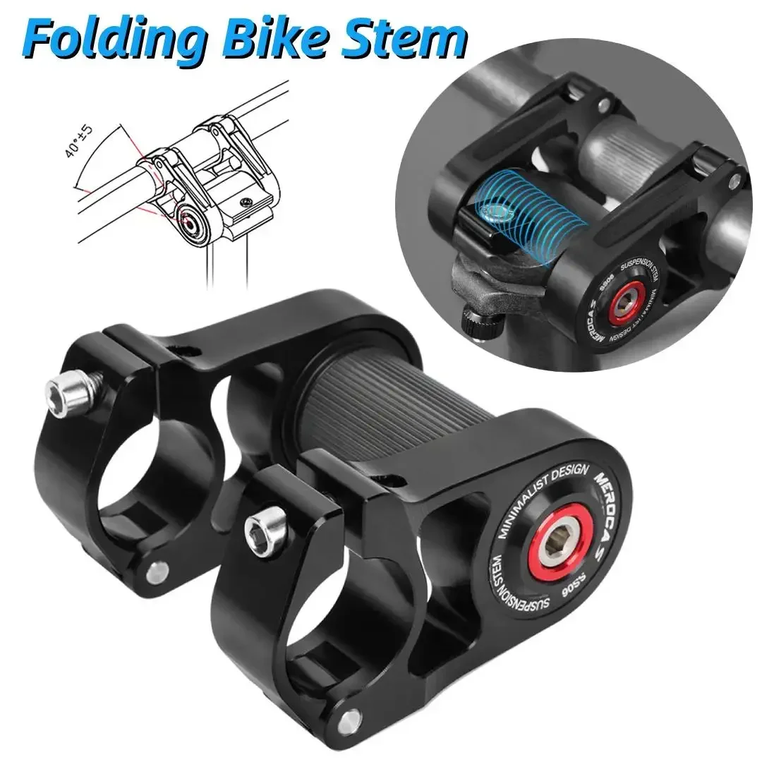 MEROCA Folding Bike Stem Shock Absorption Bicycle Stem 45mm length 25.4mm Installation Diameter for Folding Bicycle 412/SP18