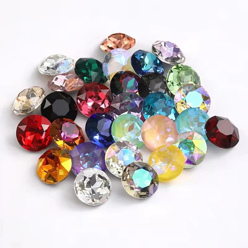 Round Rhinestones K9 Glass Crystals Gems Accessories Diy Jewelry Making Gemstones Glitter Pointback Stone Bulk Wholesale Crystal