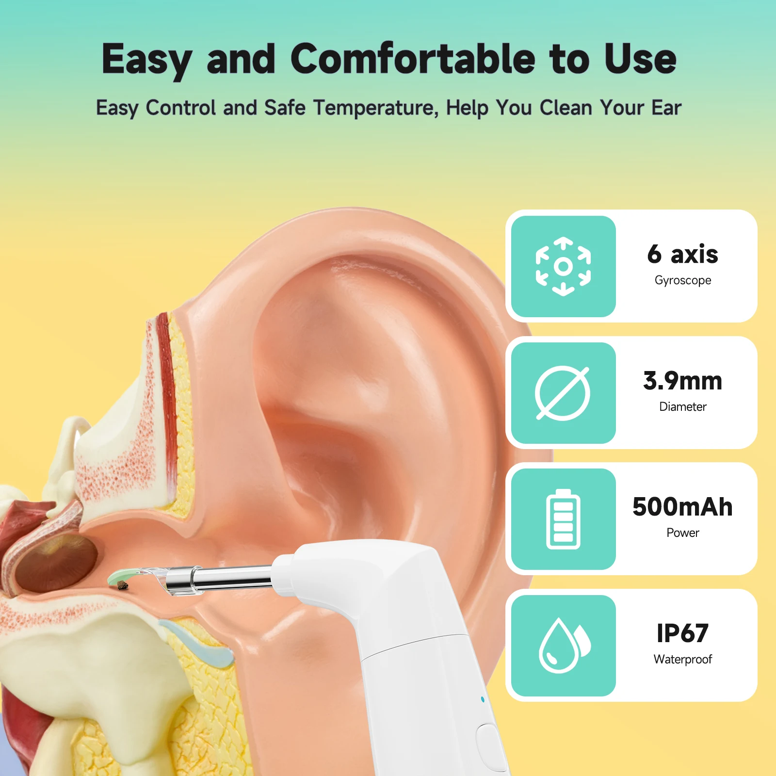 Newly Upgraded 1080P WIFl Smart Otoscope 3.9mm with 6 LEDs/EVA BOX Ear Wax RemovalCamera For Kids/Adults/Pet Support Android/IOS