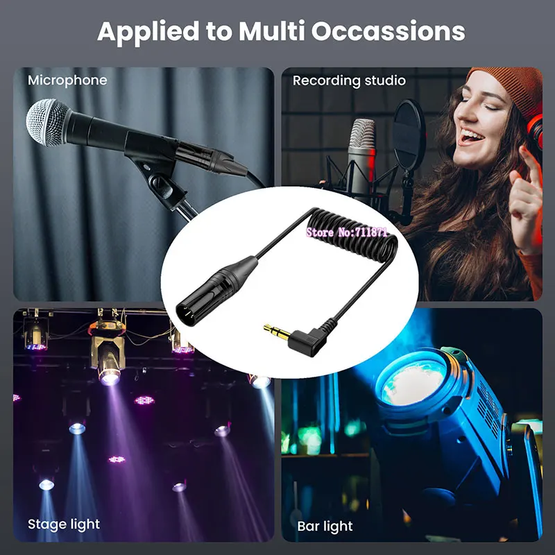 Elastic expansion contraction Right Angle Elbow TRS 3.5 Male XLR Male Female Audio Line Cable 3.5 CANNON Spring Audio Cord Wire