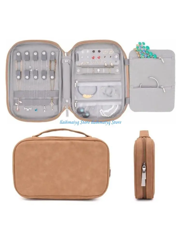 

573B Jewelry Cases Women Leathers Necklace Toiletry Bag Travel Jewelry Bags