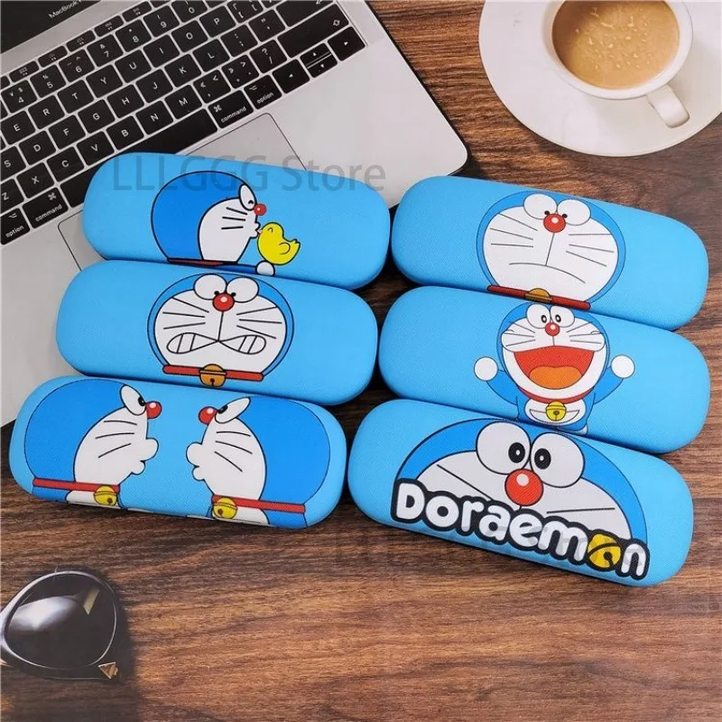 Doraemon óculos caso anime óculos de sol caixa de armazenamento pano masculino feminino protetor de óculos anti-pressão casos capa