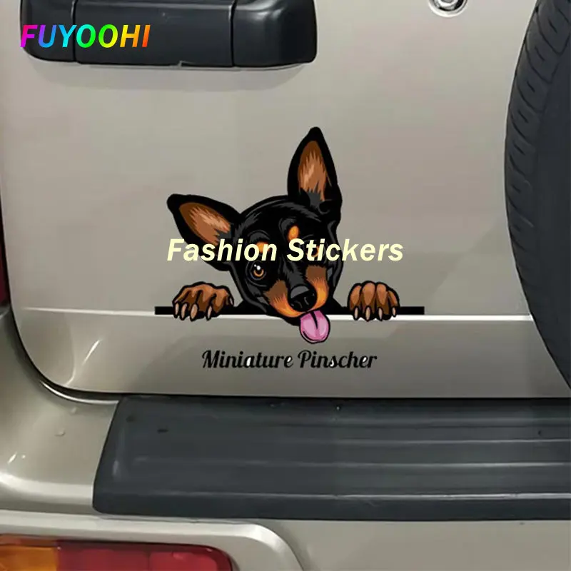 

FUYOOHI Play Stickers Dog Head Miniature Pinscher Car Stickers Waterproof Vinyl Decals Car Accessories Camper Surfboard Decor