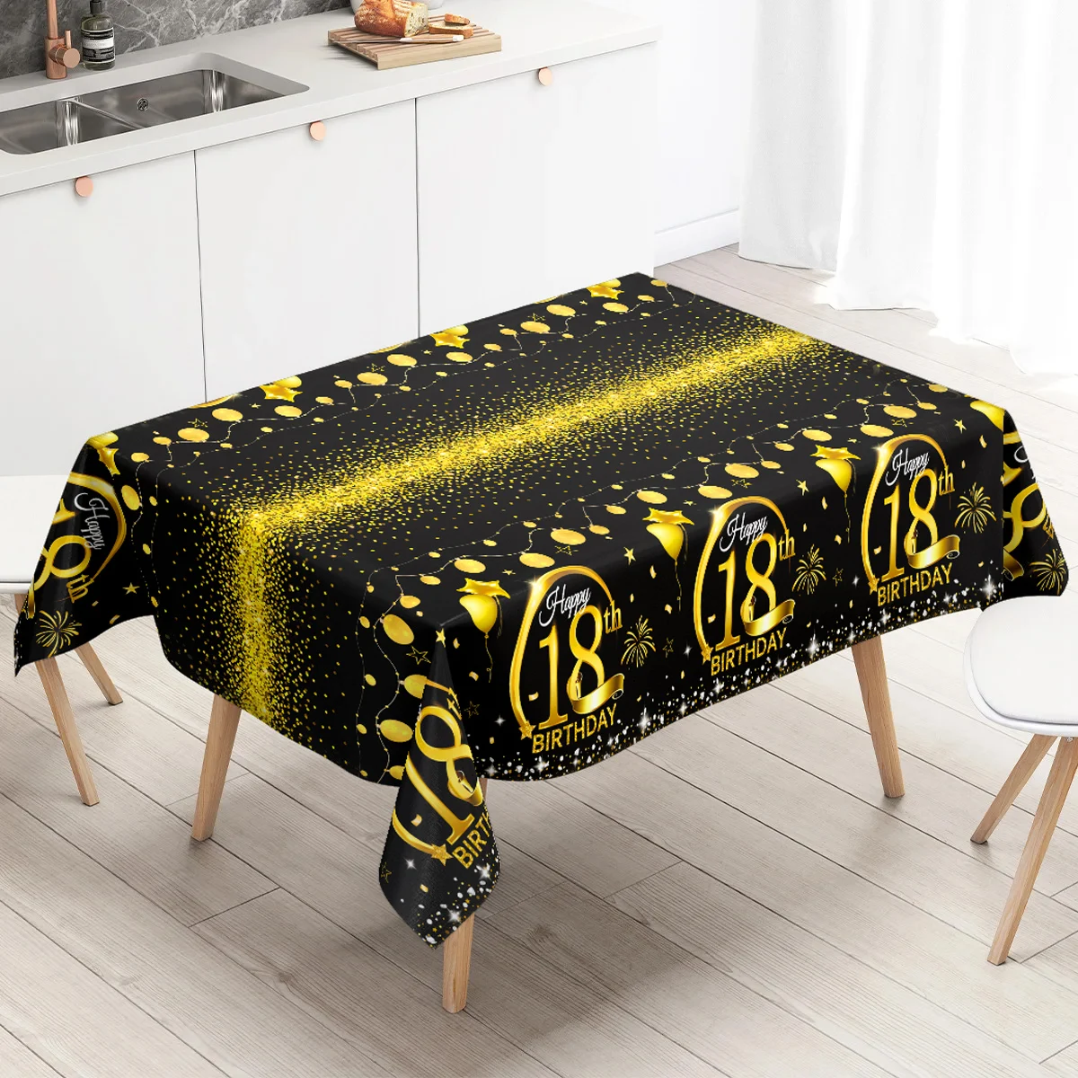 18 30 40 50 Years Old Birthday Disposable Tablecloth Black Gold Waterproof Plastic Table Cover Men Woman Birthday Party Decors