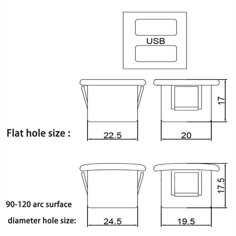 4 Sets Doppelschichtige USB-Buchsen, Typ-C-Buchsen, USB-Lampen-Ladebuchsen, Strombuchsen mit Kabelanschluss – Detail 18