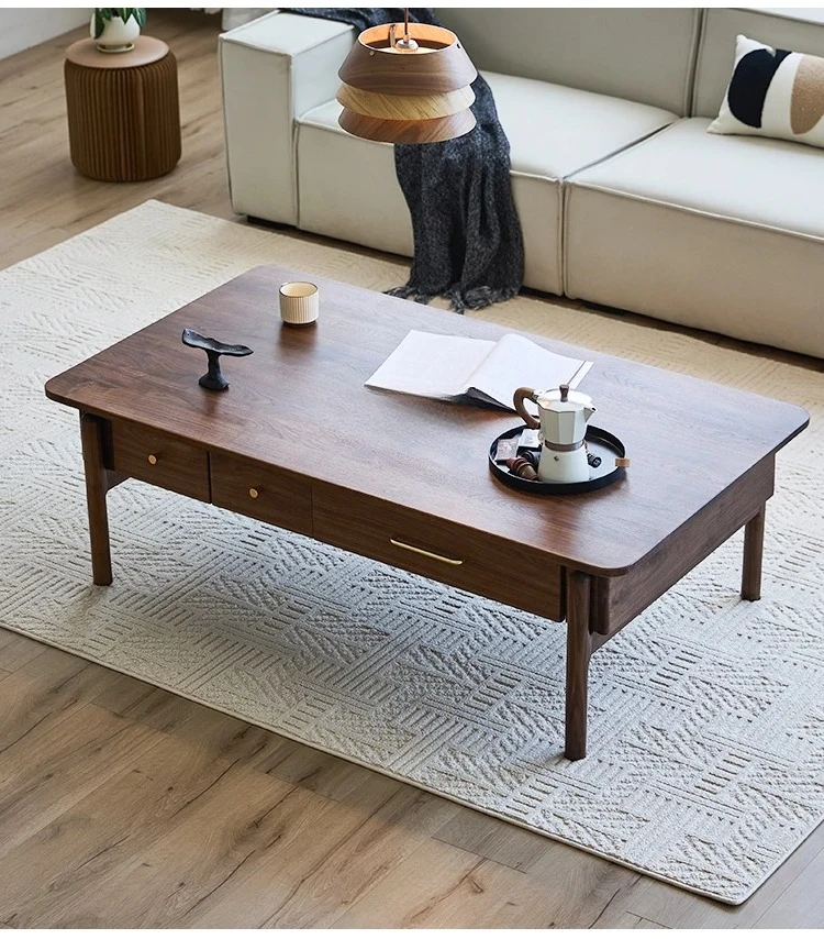 

North American Black Walnut Solid Wood Coffee Table Log Nordic Tea Table Antique Style