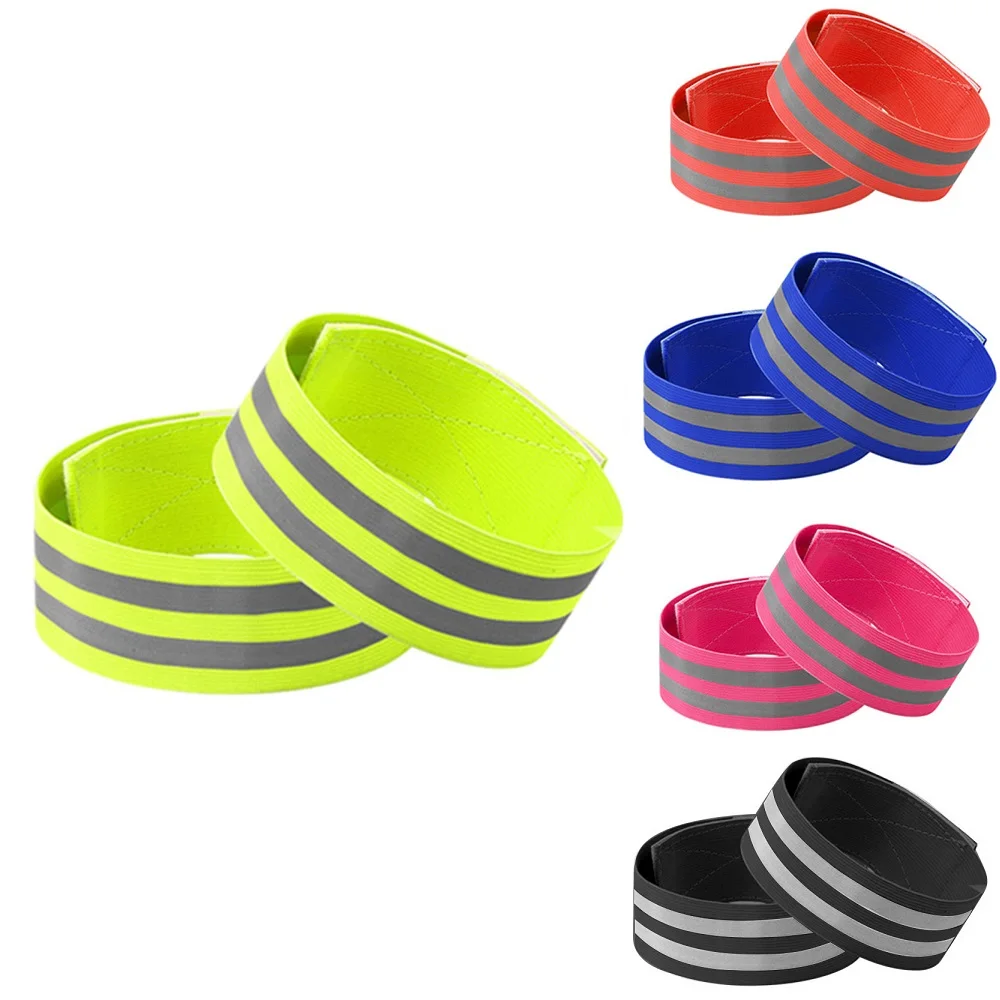 4/5cm Reflective Bands Night Safety Elastic Reflector Tape Straps Armband Wristband Ankle Leg Straps for Outdoors Running Biking