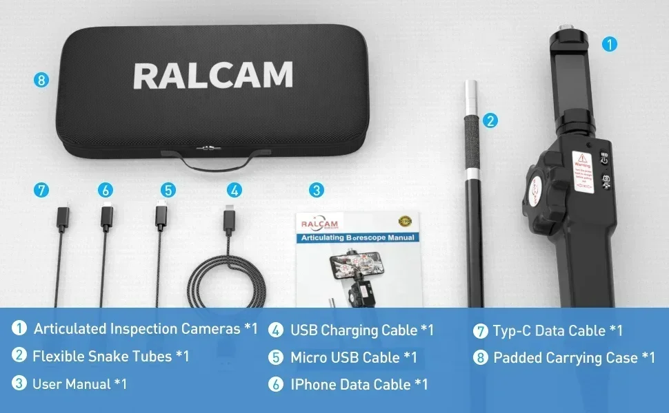 Kamera Borescope 360 Derajat F408A, Artikulasi Borescope dengan Sistem Ganda Android dan IOS, Borescope Mobil