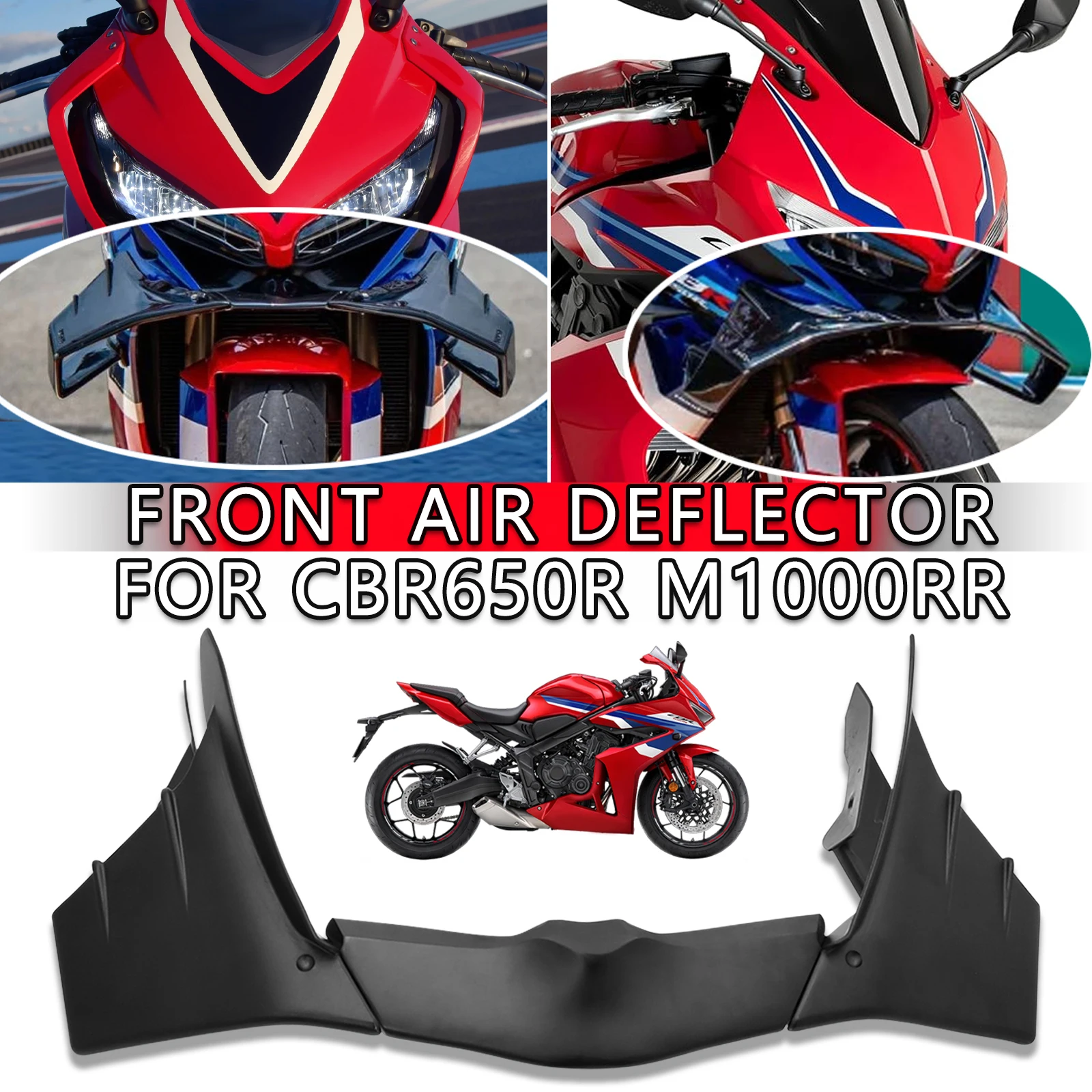

Для мотоцикла CBR650R 2024 2025 2026: Комплект аксессуаров – фиксированный передний спойлер-губа и фиксированный спойлер-крыло (обтекатель)