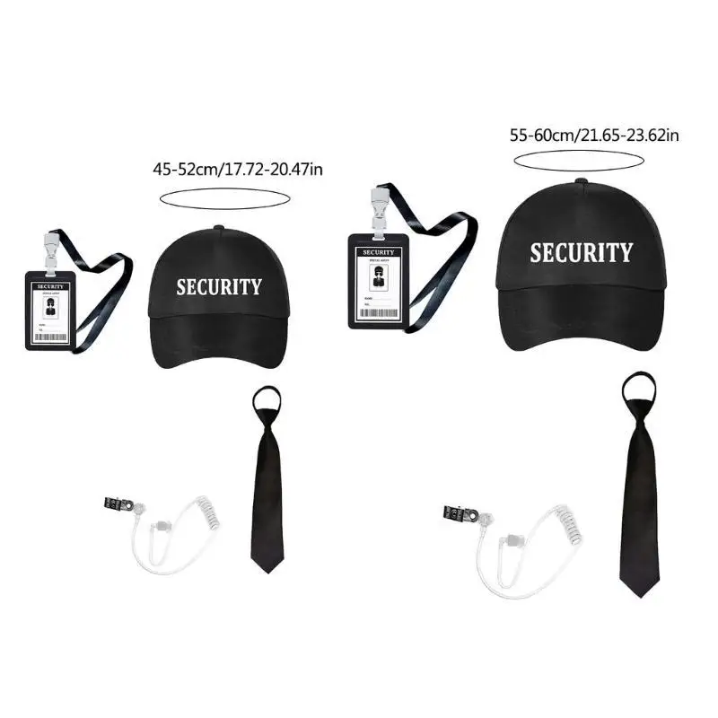 Secret Security Guard Costume Accessories For Adult Kid Secret Agent Cosplay Costume With Glasses Earpiece Neck Tie