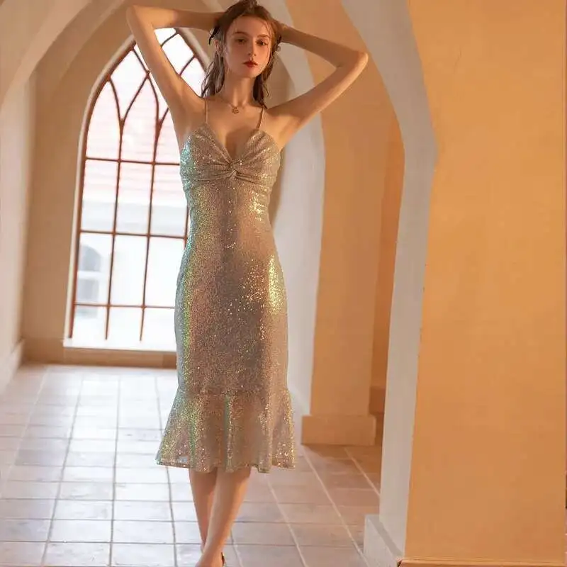 

Банкет, свадебная подружка невесты, маленькое сексуальное модное платье с пайетками для ночного клуба, Host Sg