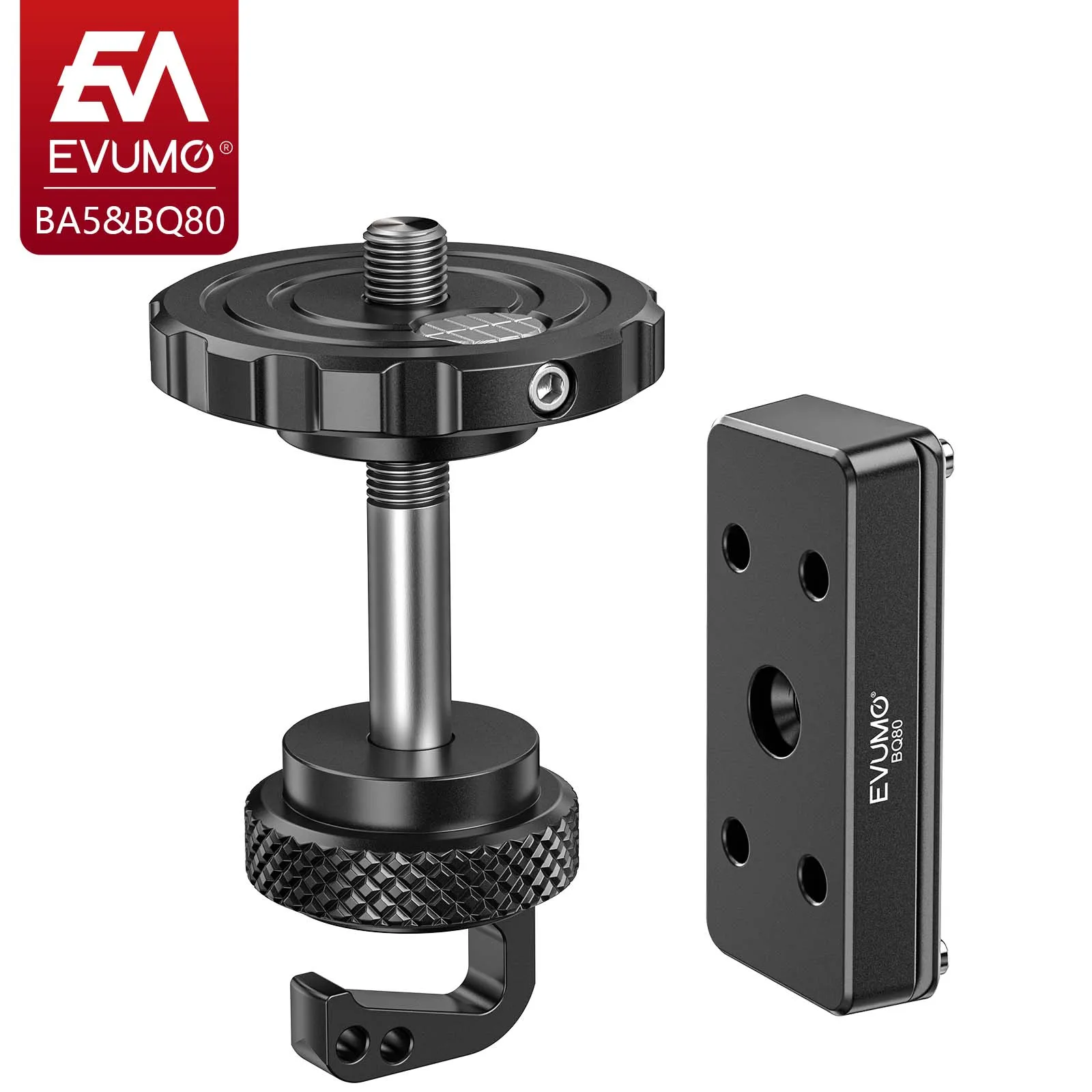 

EVUMO BA5 & BQ80 Ball Head Conversion Kit for BOG DeathGrip Tripod Arca Swiss Saddle Mount Plate Combo for BOG Shooting Tripod