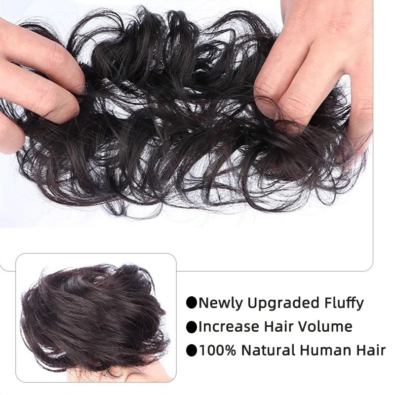 LUPU 100% Human Hair Bun  Extensions Human Hair Messy Bun Hair Pieces Wavy Curly Human Hair Chignon Tousles Updo For Women Girls