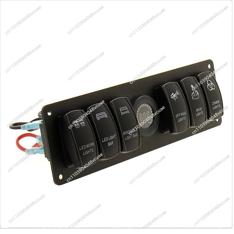 

6-Position 5pin Rocker Switch Combination Panel for RV and Yacht, Boat Function Key with Color Screen Voltmeter