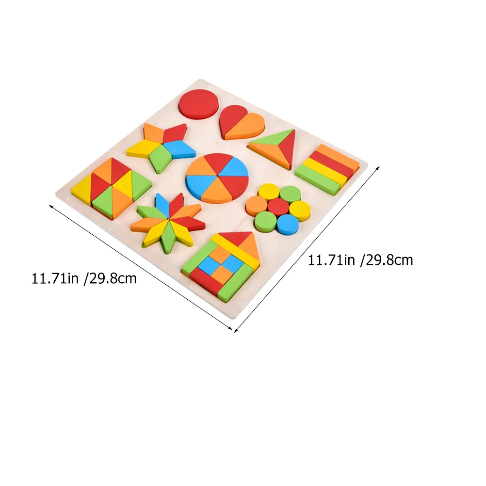 1 set 1 Set Wooden Geometric Shape Matching Board Kids Educational Montessori Color Sensory For Toddlers Early