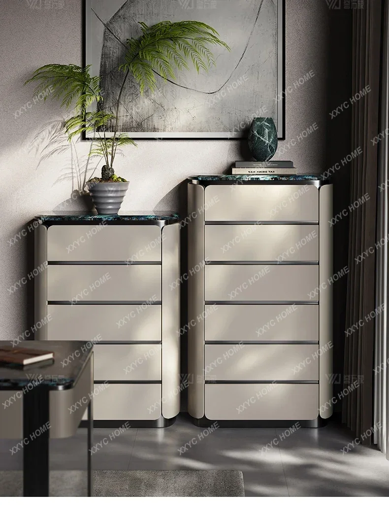 TA  minimalist five-bucket locker, storage against the wall, high-end light luxury marble solid wood cabinet