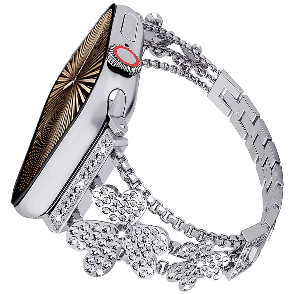 

Rose Flower Metal Strap for Apple Watch 10 46MM 42MM 9 8 7 45MM 41MM Diamond Band for iWatch Ultra 2 49MM 6 5 4 SE 44MM40MM Belt