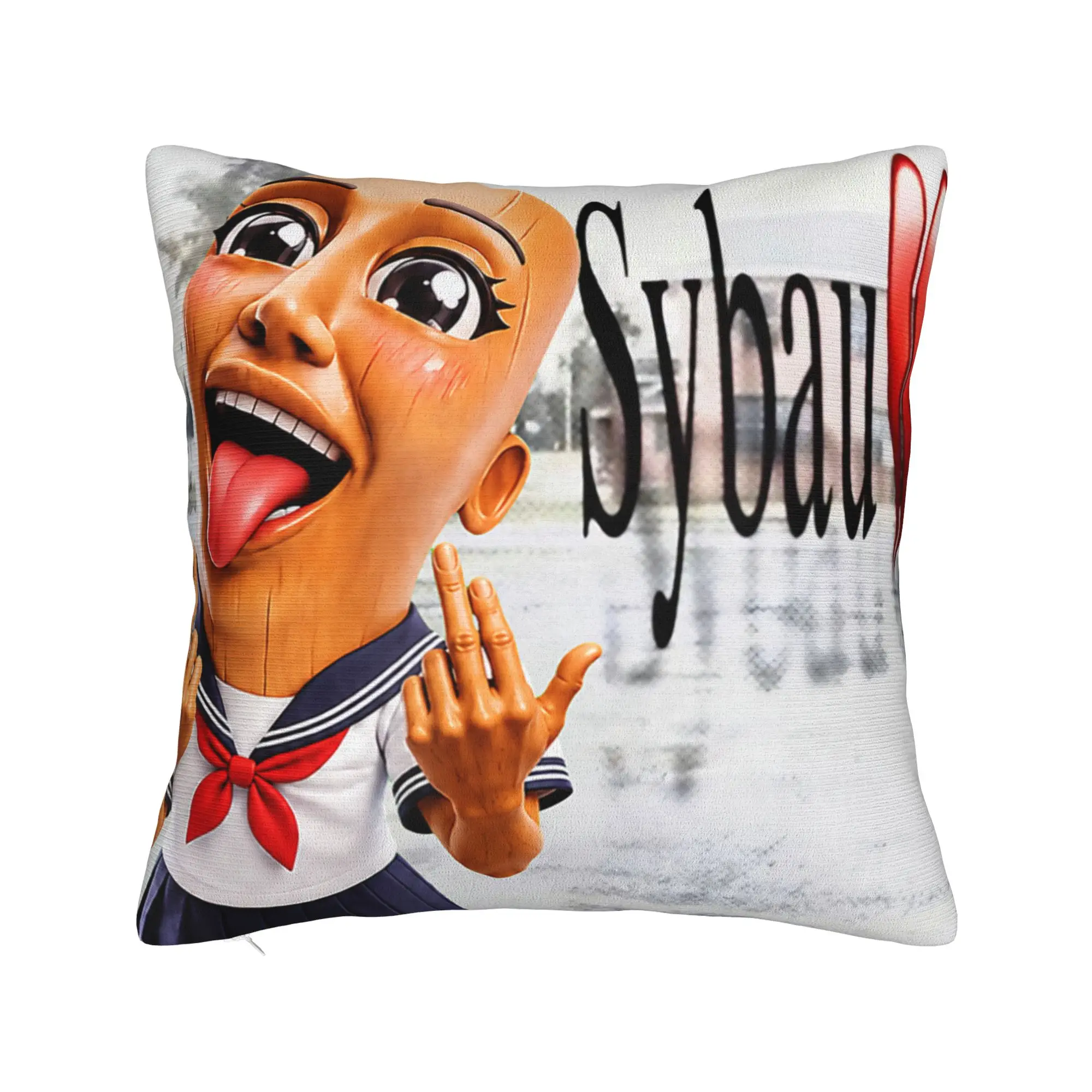 Funny Tung Tung Tung Sahur Chan Brainrot Meme Pillowcase Double-sided Printing Cushion Cover Decorative Throw Pillow Case Cover