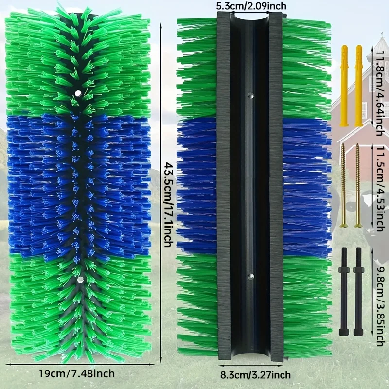 

Premium Nylon Livestock Scratching Brush - Anti-Itch Massage & Grooming Tool For Cows, Sheep, Horses & More - Includes 4 Screws