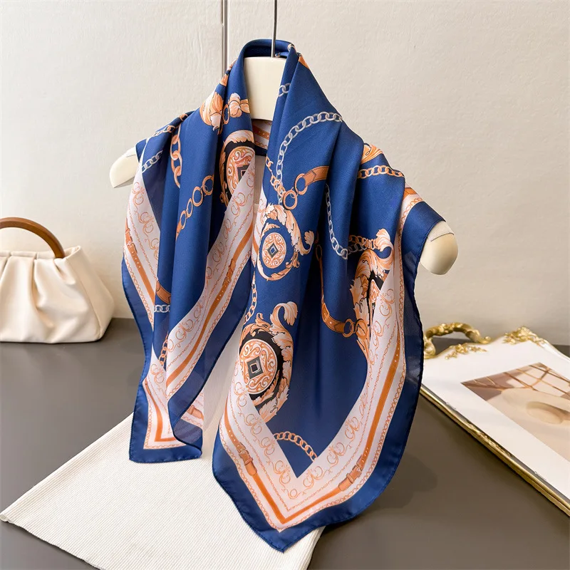 

70*70 см женский квадратный шелковый шарф/шарфы Роскошная накидка 2025 галстук для волос сумка основной мягкий шейный платок хиджаб платок женский платок