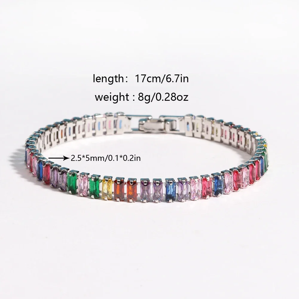 18K vergoldet neue Regenbogen CZ Tennis Armbänder für Frauen Armreif bunte Zirkonia Femme Braut Hochzeit Schmuck Geschenk – Detail 11