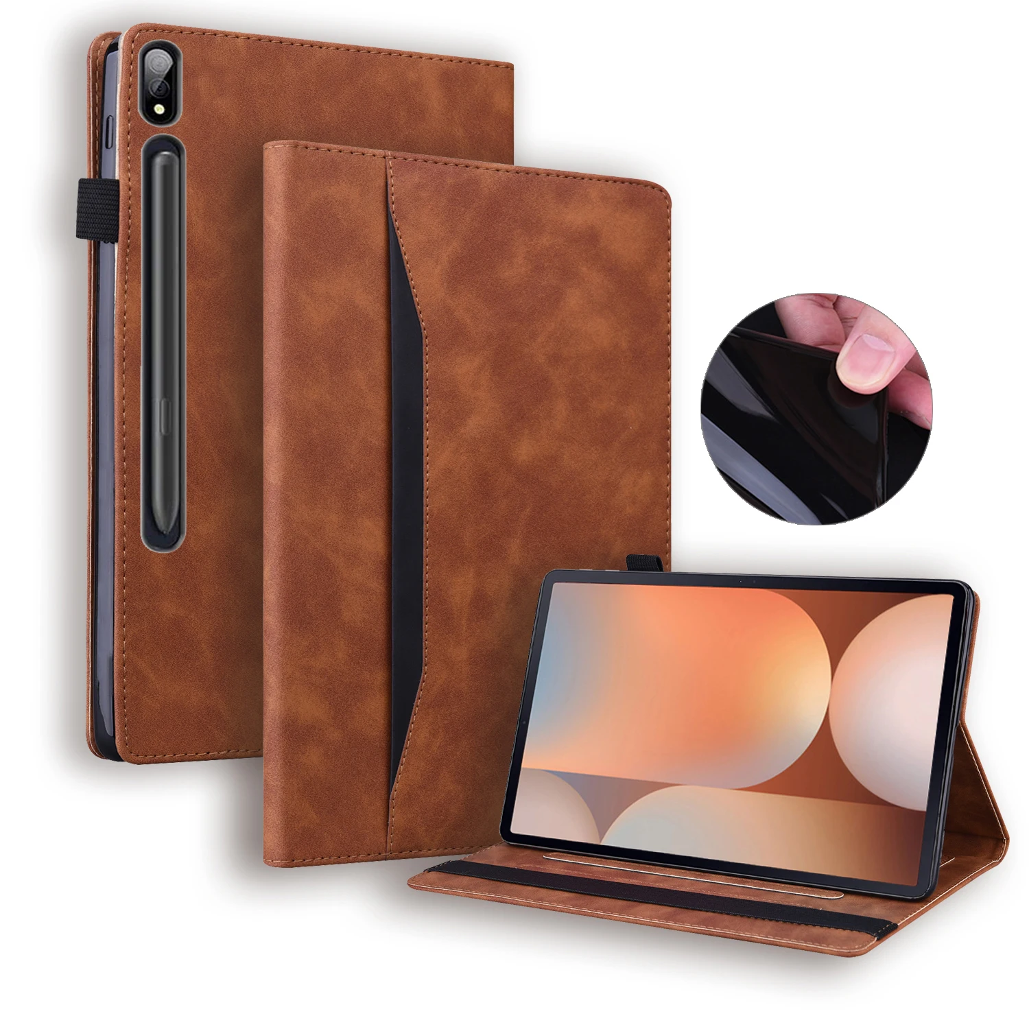 

For Funda Samsung Tab S10 S9 Ultra Case 14.6 PU Leather Soft TPU Back Business Folio Shell for Galaxy Tab S10 S9 S8 Ultra Cover