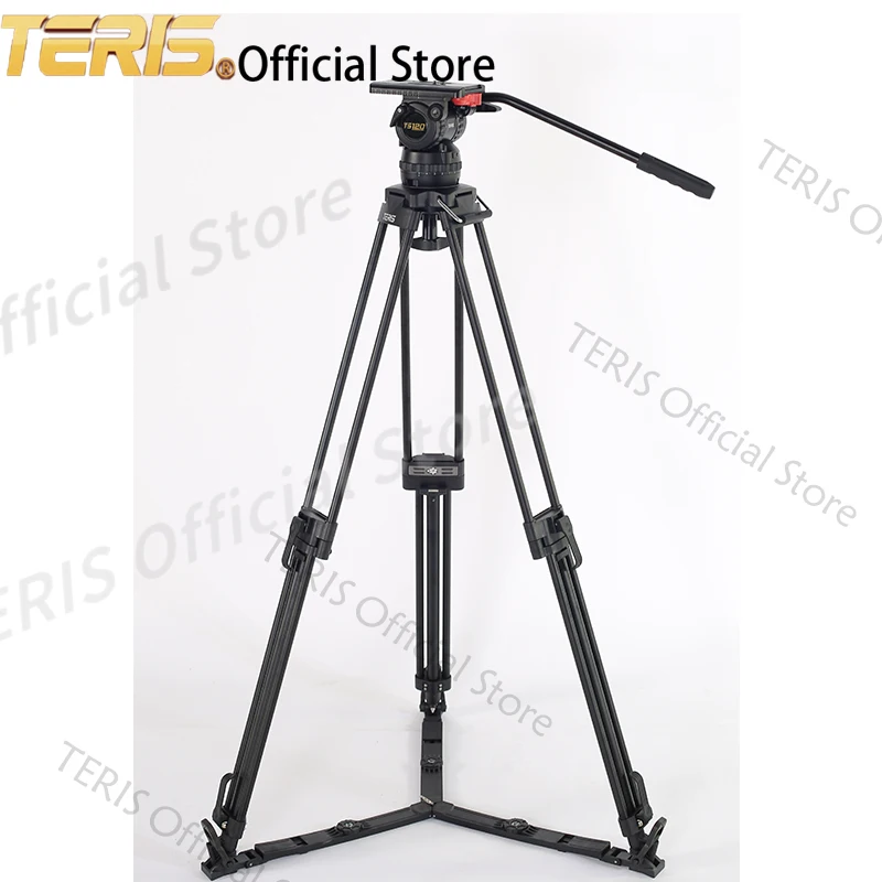 TERIS TS120AL Fluid Head & Tripod Kit Camera Holder Tripod Photographic Tripod Extendable Travel Lightweight Stand Camera Tripod