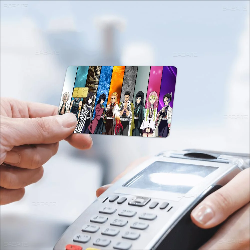 ملصقات جلدية لبطاقة الائتمان Demon Slayer لبطاقة نقل بطاقة البنك VISA ملصق مضاد للماء هدية نسائية مضادة للخدش