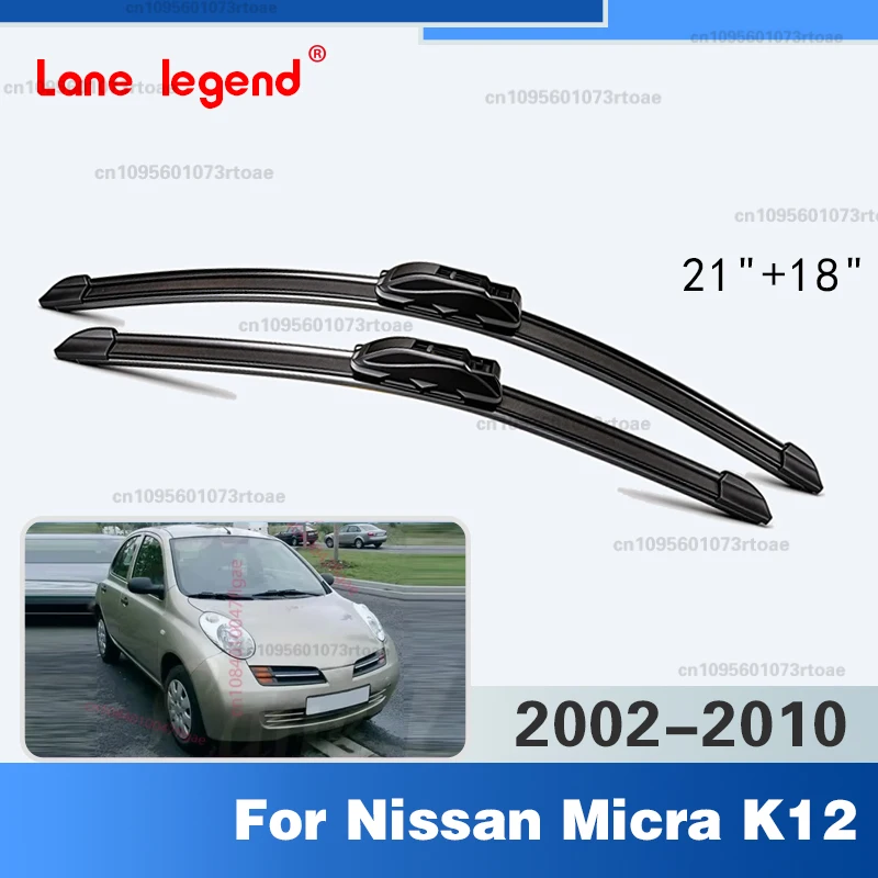 

For Nissan Micra K12 2002-2010 Car Wiper U-type Soft Rubber Boneless Wiper HD Quiet Durable Automotive Wiper 21"+18" 2009 2008