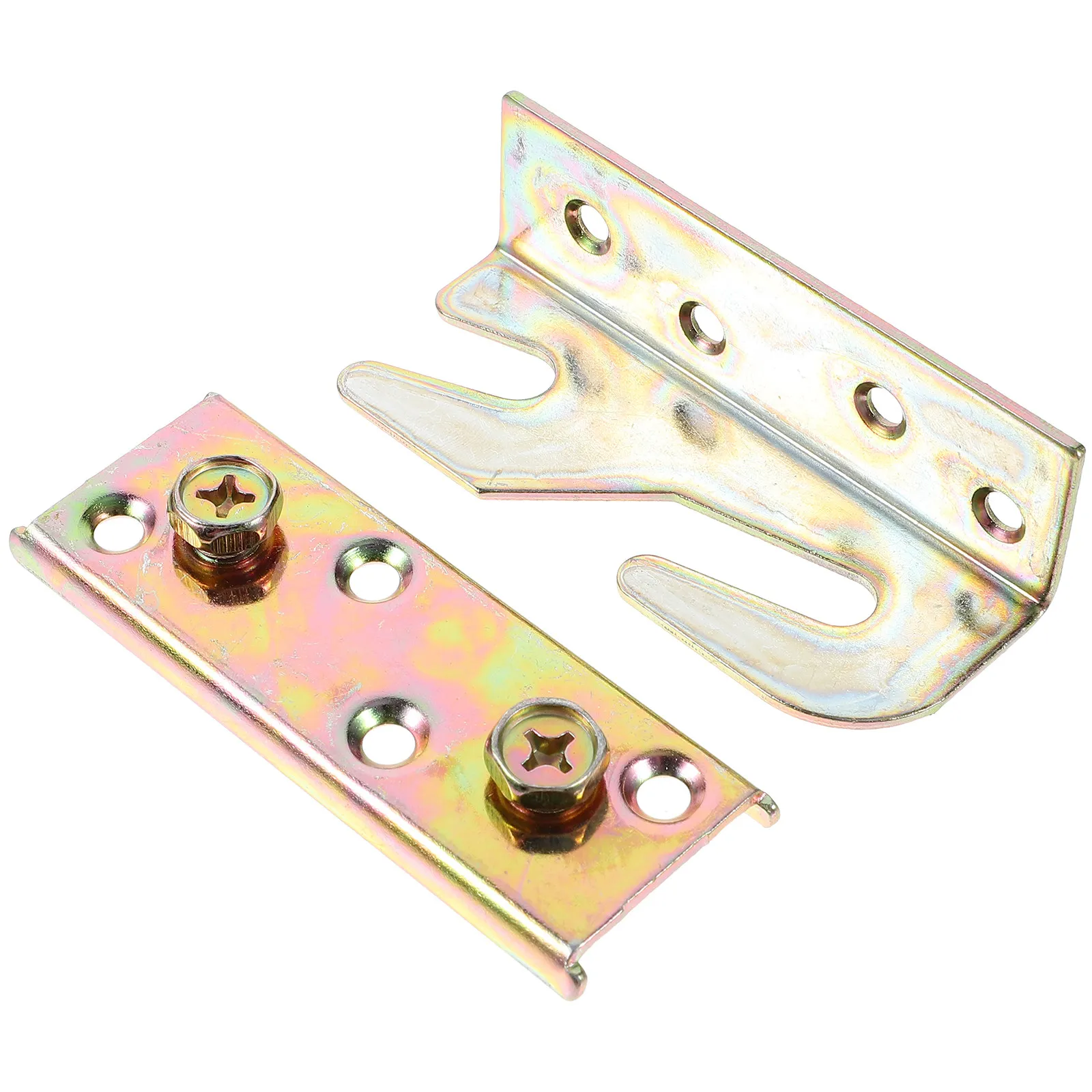 4Pcs Bed Rail Bracket Snap Connectors Thickened Yellow Zinc Plated Rust Proof Furniture Fast Assembly Disassembly