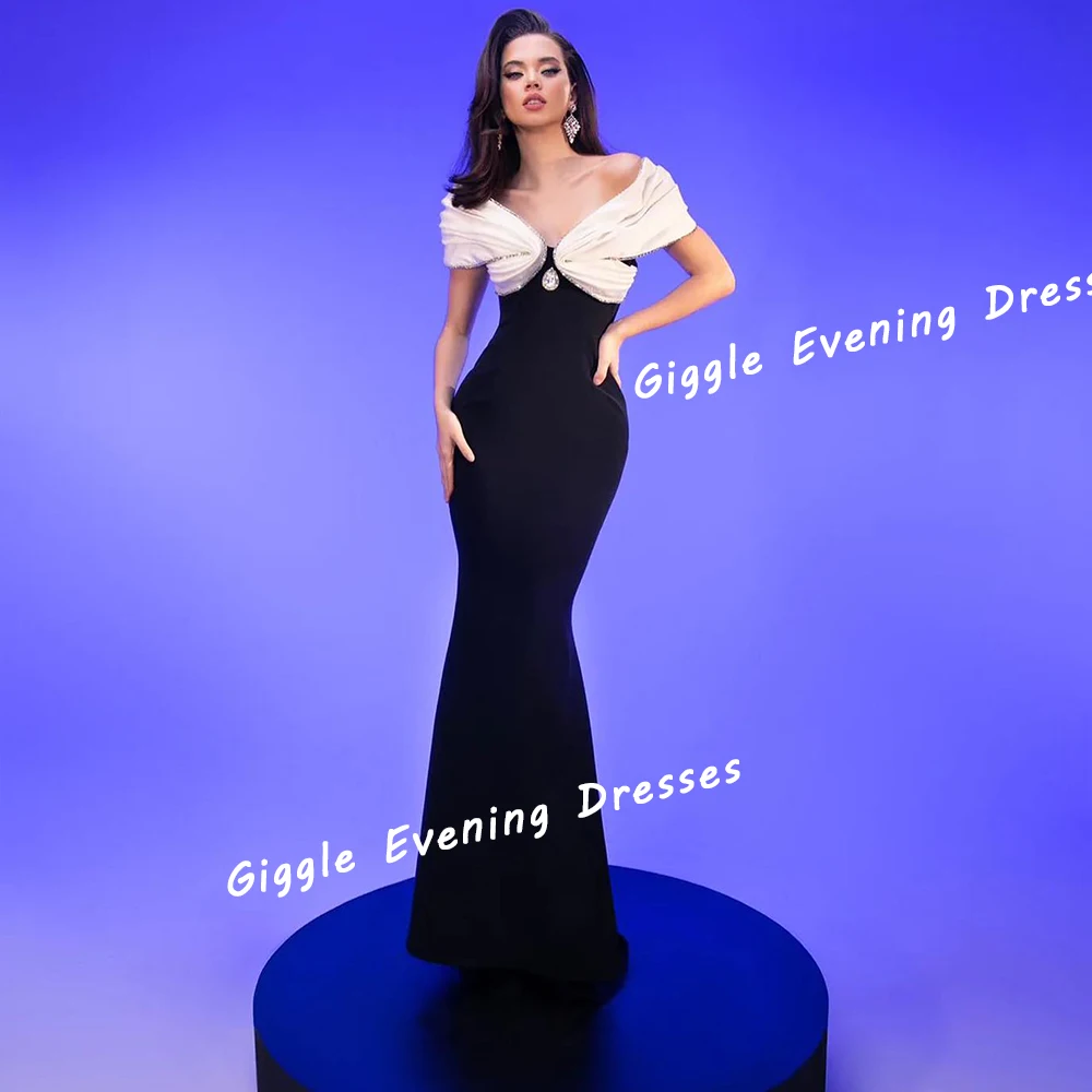 Giggle Crepe Beading Close Fitting Elegance Prom Gown Saudi Arab Pleating Floor-Length Evening Party Dresses for Women 2024