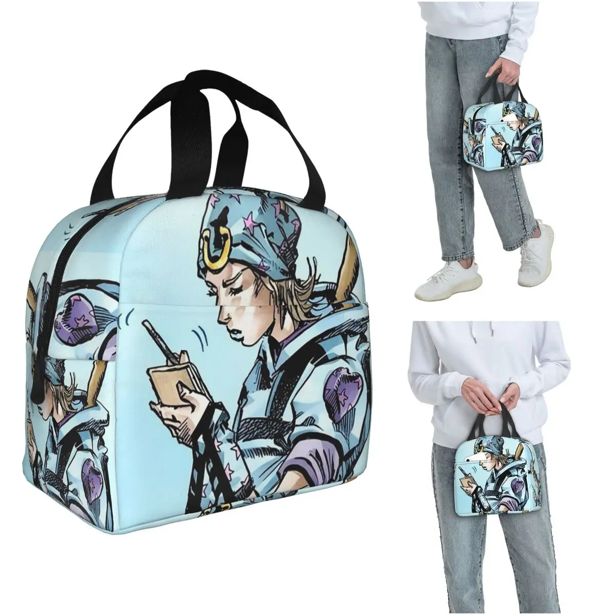 

Изолированная сумка для обеда в стиле аниме Johnny Joestar JoJo's Bizarre Adventure для женщин и детей, портативные коробки для еды, термосумка для обеда