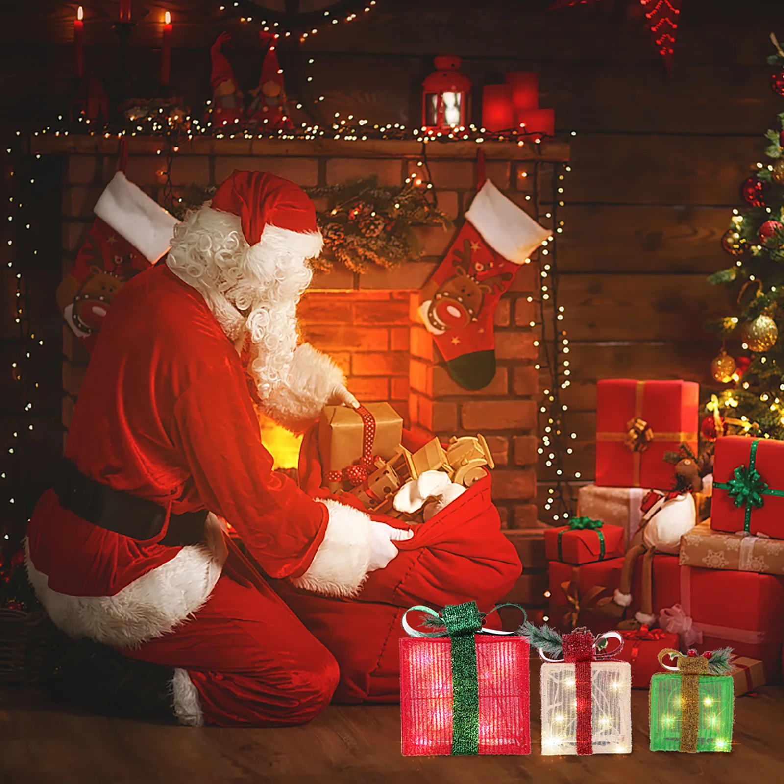 أضواء سلسلة الزخرفية 3 هدية شكل صندوق الإبداعية عيد الميلاد مصباح سلسلة لمناسبات متعددة LED مصباح الغلاف الجوي