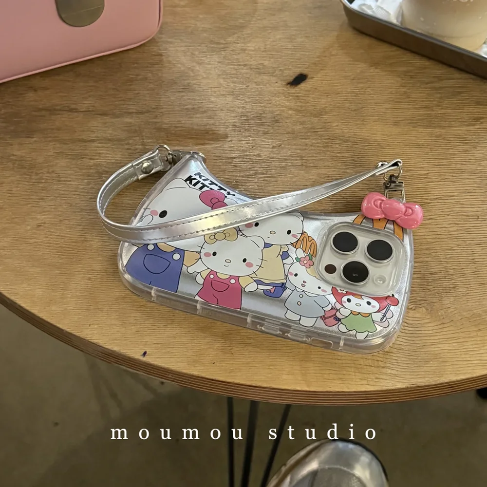 2024 New Kawaii Hello Kitty Iphone 11 15Promax Phone Case Cartoon 14Pro Creative 13/12 Bag Phone Case Girl's Heart Birthday Gift