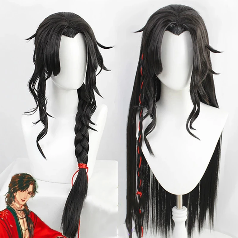 

Anime Heaven Official's Blessing Hua Cheng Cosplay Tian Guan Ci Fu Black Long Wig Heat Resistant Synthetic Hair For Halloween