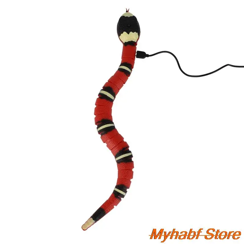 Moving Snake Tease Toy Pet Cat Interactive Simulation Sensing Snake for Teasering Pet Dog Cat Play USB Rechargeable Kids Gifts