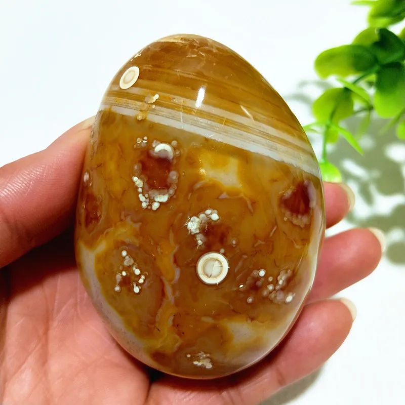 Natural Stone Lace Flower Agate Yanyuan Crsytal Palm Stones Meditation Spiritual Healing Feng Shui Gem Room Decoration