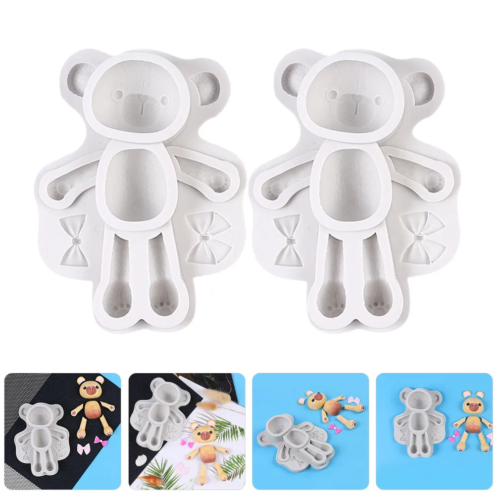 

2Pcs Cute Bear Silicone Mold for Chocolate Fondant Cake Mousse Jelly Pudding DIY Baking Non-Stick Candy Cookie Mold Silicone