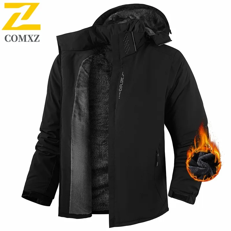 

COMXZ Men Travel Jacket Thickened Outdoor Camping Windproof Warm Parka Solid Color Design Lightweight Autumn Winter Outerwear