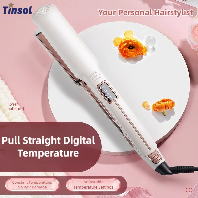 TINSOL 2-in-1 Straightening and Curling Iron Infrared Hair Straightener Wave Plate Curling Iron with Digital Temperature Display