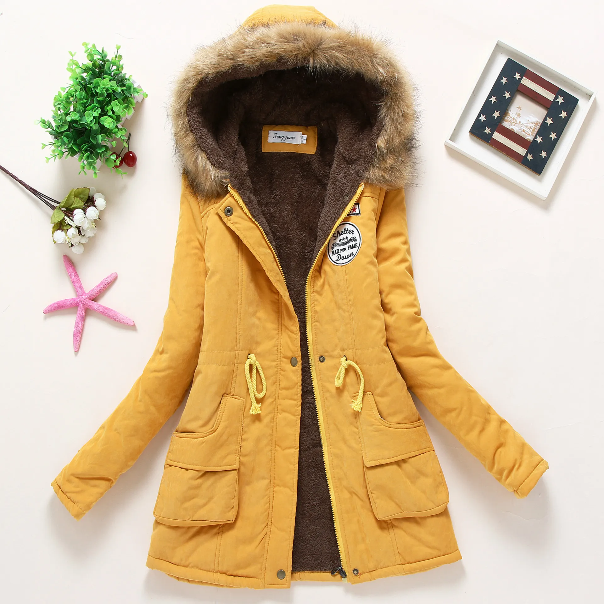Winter Women\'s Coats Parka Streetwear Casual Coats Military Hooded Fur Coats Down Jackets Winter Coat Women Jacket Women
